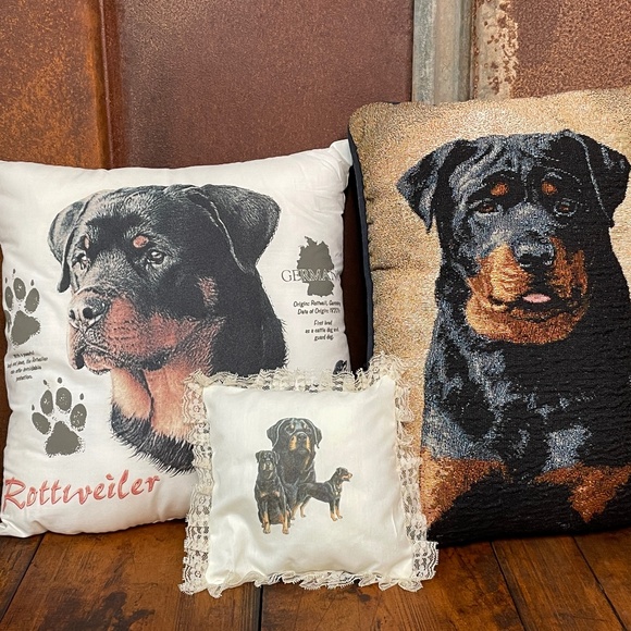 Rottweiler Dog Picken Tapestry Throw Pillow Decor Gift Memorial- Lot of 3! - Picture 1 of 12